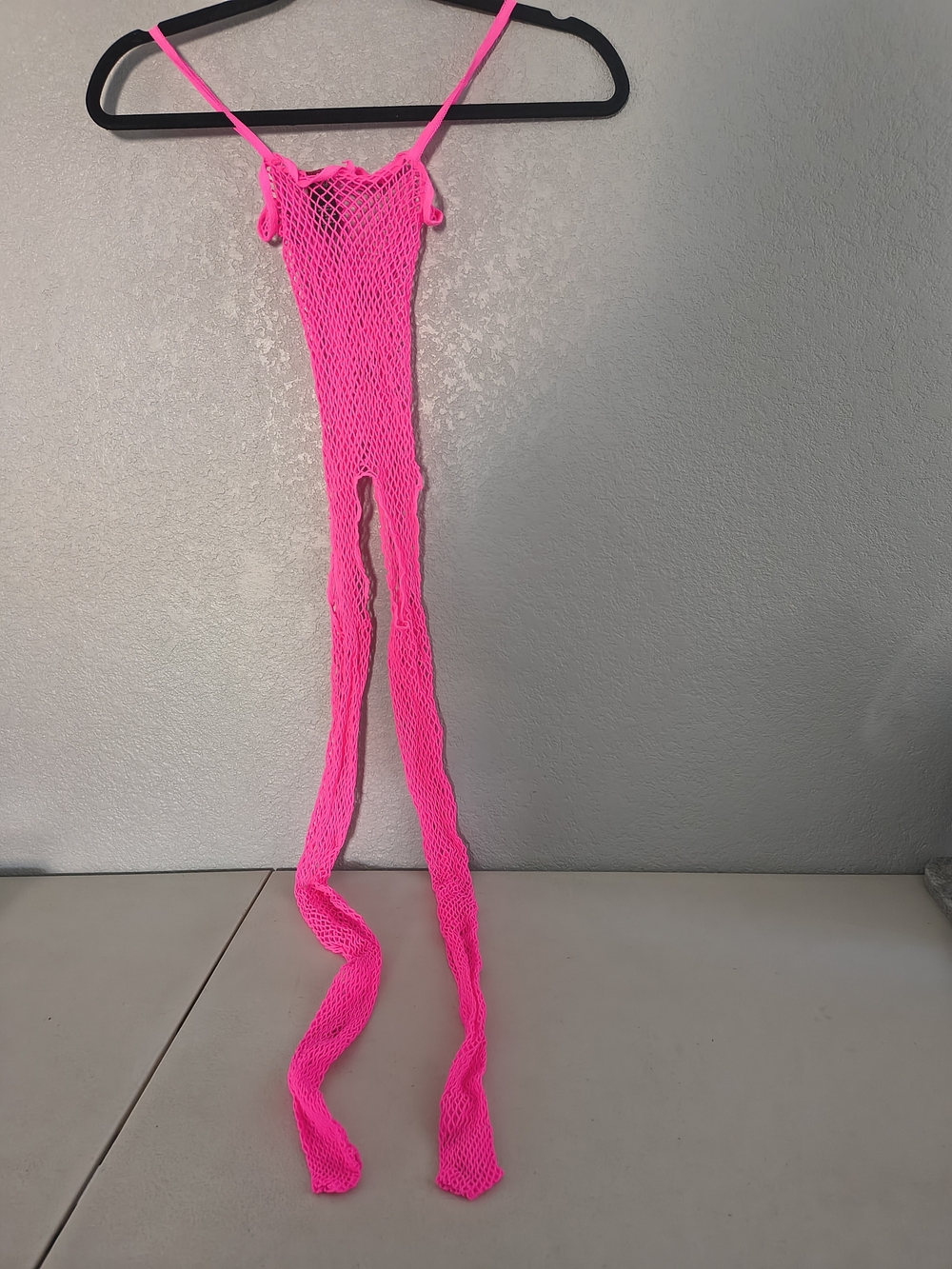 Retro Hot Neon Pink Full Body Fishnet Stocking Costume Cosplay Festival Rave